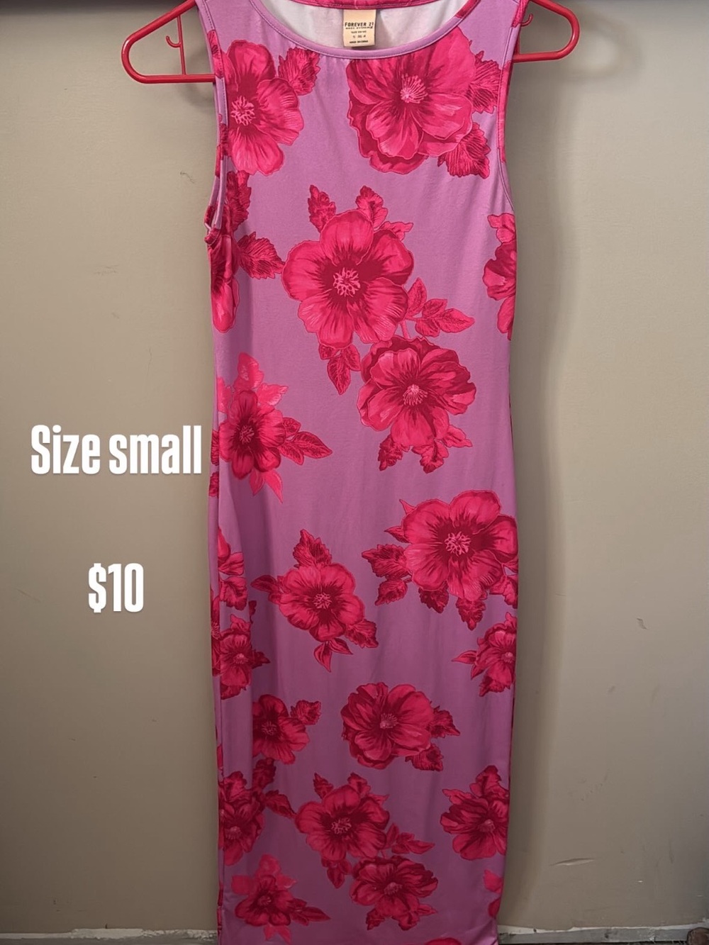 Forever 21 Lavender Maxi Dress with Hot Pink Floral Print